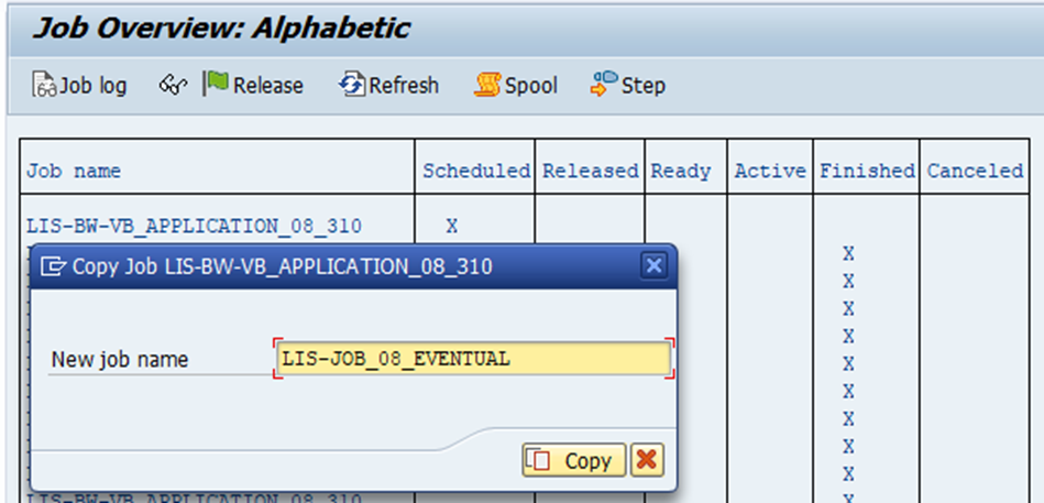 transaction LBWE in SAP, Job Overview of the 2LIS data source 
