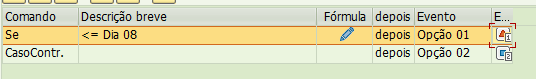 Tela de configuração de Se (if) do objeto Decisão entre várias alternativas na cadeia de processos no SAP BW
