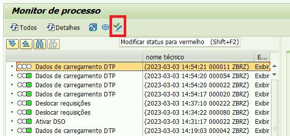 SAP BW: transação RSPM_MONITOR, mostrando os detalhes da transação, detalhes da requisição de carga