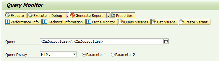 RSRT transaction in SAP BW showing the tip on how to create an automatic query for an InfoProvider